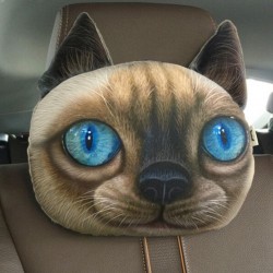 Coussin chat siamois 3D appui tête.