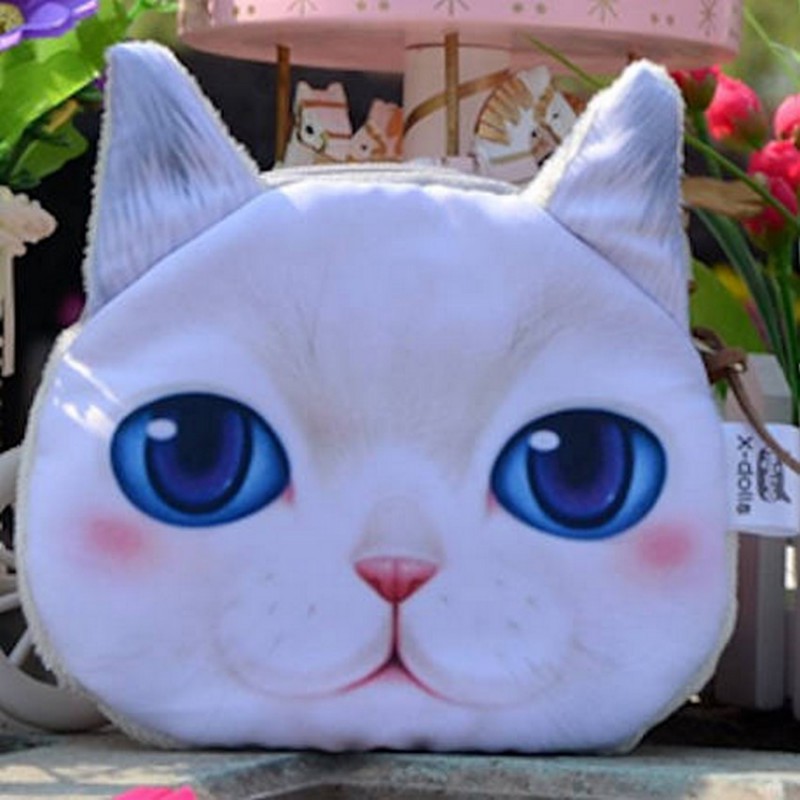 Porte Monnaie Tete De Chat 3d Blanc