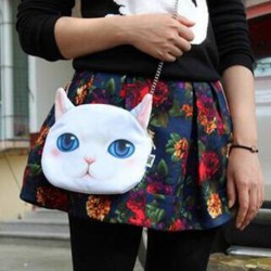 Sac à main bandoulière tête de chat blanc 3D