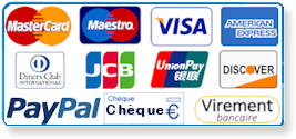 Paiement par Visa, Mastercard, PayPal, Virement bancaire